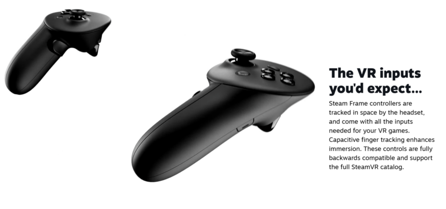 Steam Frame controller with joystick, buttons and capacitive finger tracking