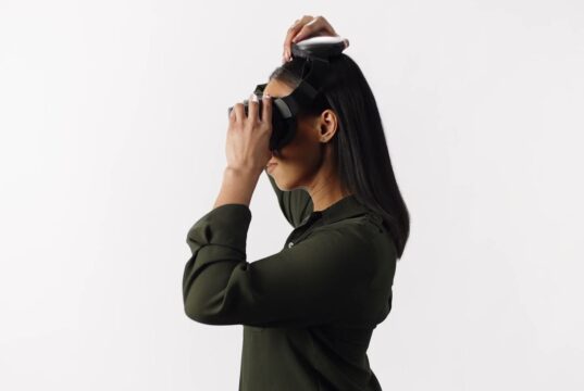 Person wearing the Steam Frame VR headset in Valve's fit and comfort guide