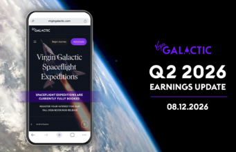 Virgin Galactic Delays First Delta-Class Flight to 2027 Virgin Galactic Q2 2026 earnings update graphic showing its fully booked spaceflight expeditions page