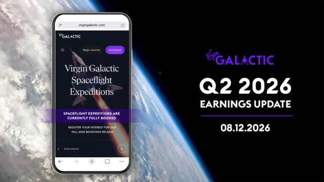 virgin-galactic-q2-2026-earnings-update Virgin Galactic Q2 2026 earnings update graphic showing its fully booked spaceflight expeditions page