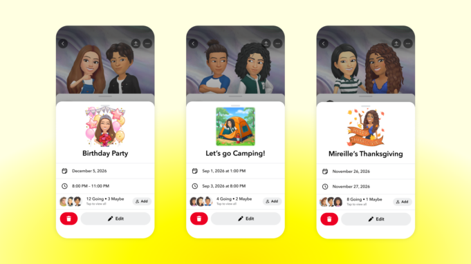 Snapchat Plans IRL events screen