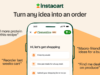 Instacart Clementine AI shopping assistant launch artwork with chat bubbles and grocery items