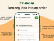 Instacart Clementine AI shopping assistant launch Instacart Clementine AI shopping assistant launch artwork with chat bubbles and grocery items