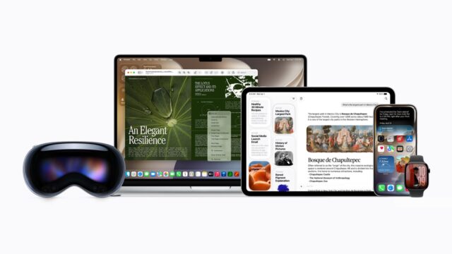 Siri AI running across Apple Vision Pro, MacBook, iPad, iPhone and Apple Watch