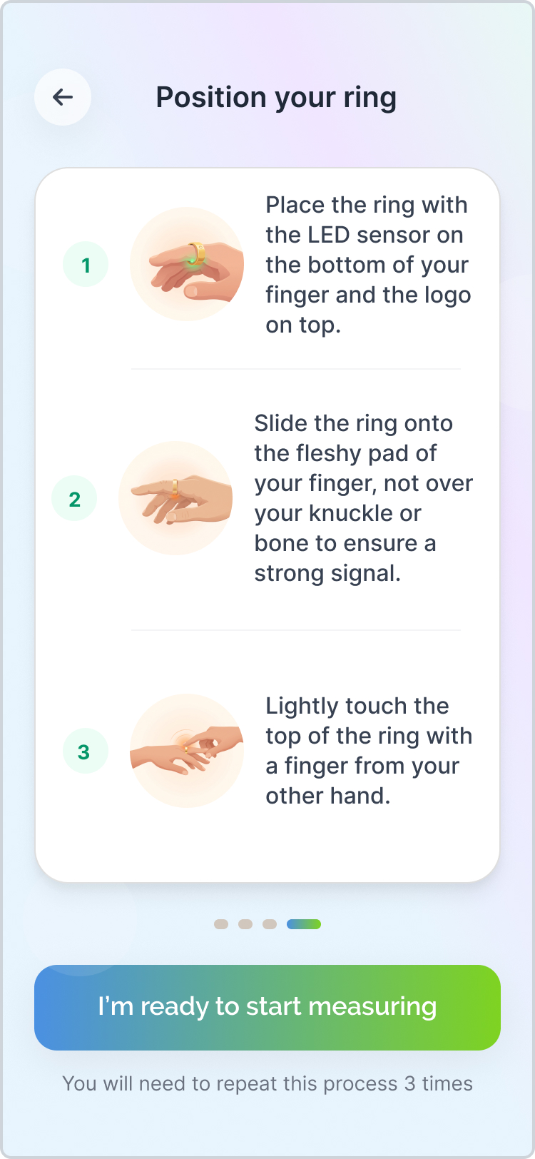 Circular Ring 2 app instructions for ring placement and opposite-hand contact