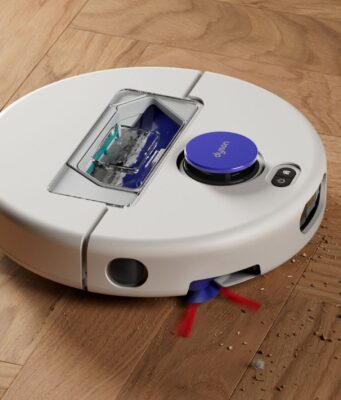 Dyson Nurovi R1 skips the mop and costs $549.99 Dyson Nurovi R1 Dry robot vacuum collecting debris on a wood floor