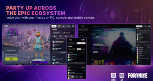 Epic Parties voice chat across Fortnite, the Epic Games Store, and the Epic Games app on PC, console, and mobile