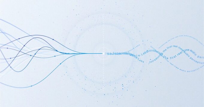 Meta Muse Voice Transcribe Streams Speech With 20+ Speakers and 25 Languages Abstract blue waveform artwork from Meta's Muse Voice Transcribe launch page.