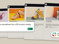Adobe for Slack Brings 70+ Photoshop and Firefly Tools to Slackbot Adobe for Slack workflow turning a spreadsheet prompt into a PDF product catalog of sneaker cards.