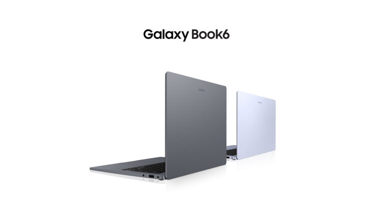 Gray and Violet Silver Galaxy Book6 laptops, lids toward the camera