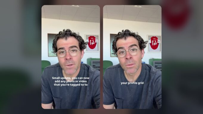 Adam Mosseri announcing Instagram's Add to grid option for tagged posts