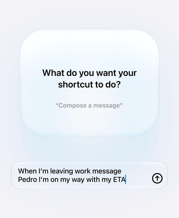 iOS 27 Shortcuts app showing a shortcut created from a natural-language description
