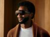 A man wearing Meta VR Glasses, which look like oversized black sunglasses