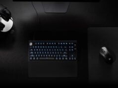 Logitech G PRO Series 2026 black desk with headset, Rapid keyboard, Superstrike mouse, and Control pad