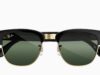 Ray-Ban Meta Audio Clubmaster glasses in black and gold with green lenses and no camera