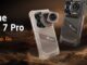 RugOne Xsnap 7 Pro snaps off an action camera at IFA Sand and dark gray RugOne Xsnap 7 Pro phones with a detached cube action camera over desert dunes