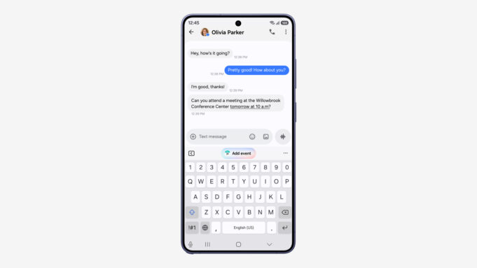 Samsung One UI 9 Rollout Reaches the Galaxy S26 Series Samsung One UI 9 Now Nudge suggests adding a calendar event from a text conversation