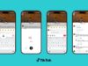 Four iPhones showing TikTok Voice Comments: microphone button, recording waveform, playback chip, and a 3-second voice reply in the thread