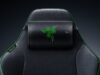 Razer Clio X wireless speaker head cushion strapped to the headrest of a black Razer gaming chair