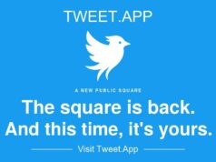 Tweet.app social card with a white bird on sky blue reading The square is back, and this time it's yours