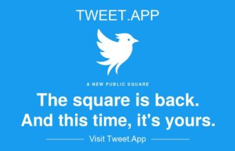 Tweet.app social card with a white bird on sky blue reading The square is back, and this time it's yours