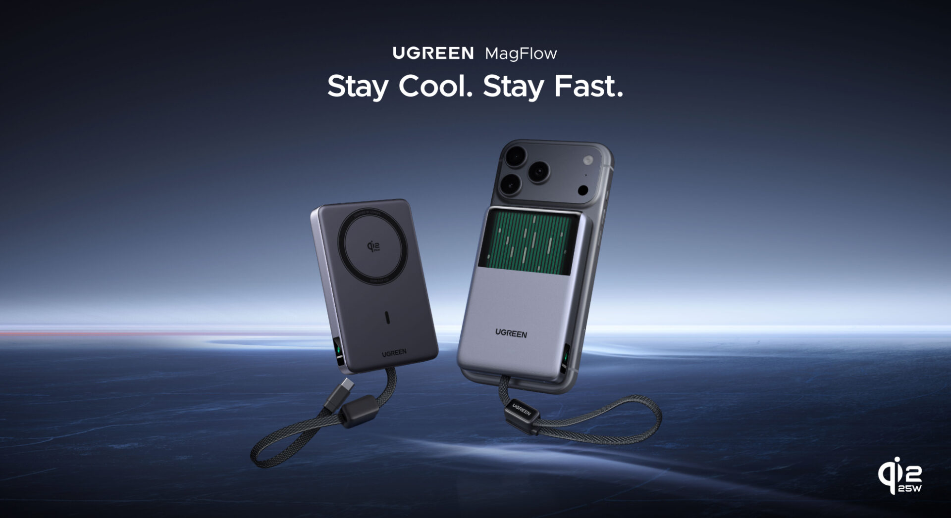 UGREEN MagFlow Pro liquid-cooled Qi2 25W magnetic power bank