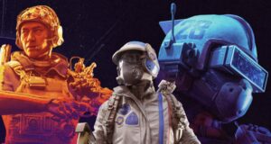 ARC Raiders promotional artwork showing three Raiders in orange, gray and blue gear