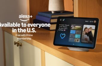 Amazon Prime Alexa+ Upgrade Is Included Free for Full Members Amazon promotional graphic showing an Echo Show smart display with the text Alexa+ Available to everyone in the U.S. Free with Prime membership