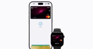 iPhone 18 Pro and Apple Watch Series 12 showing an Axis Bank credit card in Apple Pay in India