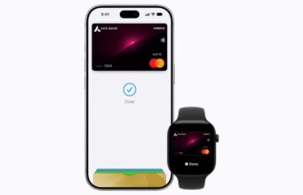 iPhone 18 Pro and Apple Watch Series 12 showing an Axis Bank credit card in Apple Pay in India