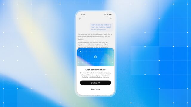 chatgpt-locked-chats-pin-featured OpenAI ChatGPT mobile interface showing the Lock sensitive chats onboarding sheet and Create a PIN button