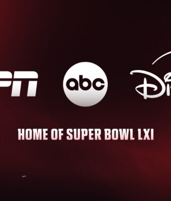 Disney+ Super Bowl LXI Stream Adds Two MNF Games ESPN, ABC, and Disney+ logos on a red Super Bowl LXI lockup