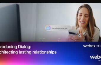 Cisco Unveils Webex Dialog Agentic Harness at WebexOne WebexOne 2026 graphic introducing Dialog, with a customer seeing a refund message on a phone