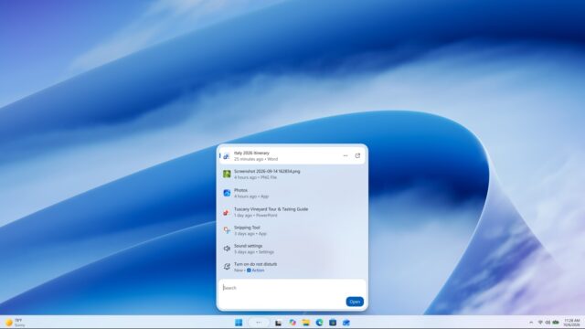 Windows Search on the Windows 11 taskbar showing recent files, apps, settings, and a Turn on do not disturb action