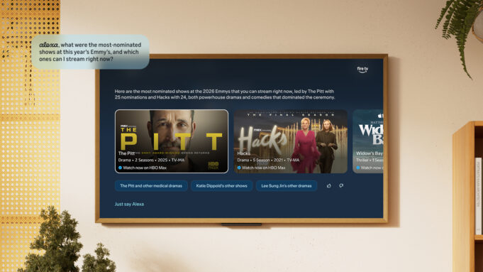 Fire TV Alexa+ Hub Comes to US TVs in November A Fire TV living-room screen answering an Alexa+ question about Emmy-nominated shows you can stream now