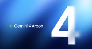 Gemini 4 Argon logo next to a large numeral 4 on a blue gradient background