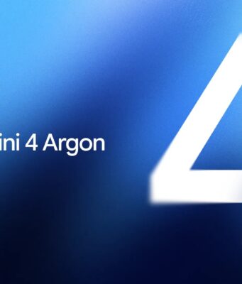 Gemini 4 Argon logo next to a large numeral 4 on a blue gradient background
