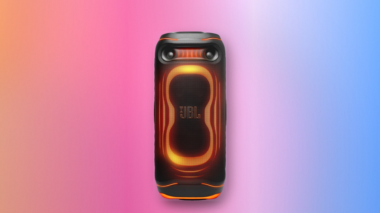 JBL PartyBox Ultimate 2 front product shot on an editorial color field