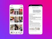 Two phone screens on a pink and purple background showing the Edits Projects grid and the Edits assistant chat