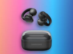 Samsung Galaxy Buds On black clip-on earbuds with charging case