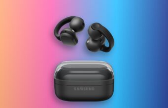 Samsung Galaxy Buds On black clip-on earbuds with charging case