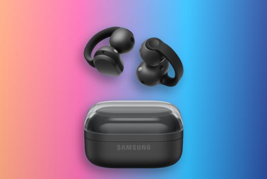 Samsung Galaxy Buds On black clip-on earbuds with charging case