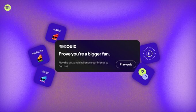 Spotify Music Quiz announcement graphic from Spotify's newsroom.