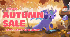 Official Steam Autumn Sale 2026 artwork showing a purple dragon, treasure chests and a Steam Deck with the text STEAM AUTUMN SALE OCT 1 - OCT 8 AT 10 AM PT