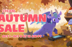 Official Steam Autumn Sale 2026 artwork showing a purple dragon, treasure chests and a Steam Deck with the text STEAM AUTUMN SALE OCT 1 - OCT 8 AT 10 AM PT