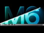 14-inch MacBook Pro M6 shown partly open against a glowing M6 logo