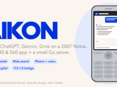 AIKON Nokia 6300 AI project illustration with a generic keypad phone