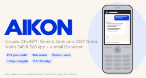 AIKON Nokia 6300 AI project illustration with a generic keypad phone