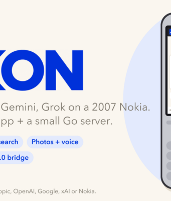 AIKON Nokia 6300 AI project illustration with a generic keypad phone