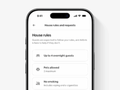Airbnb Checkout Limits for Bookings From Nov. 20, 2026 Airbnb's illustrative English-language House rules and requests phone screen showing overnight guest, pet and smoking rules